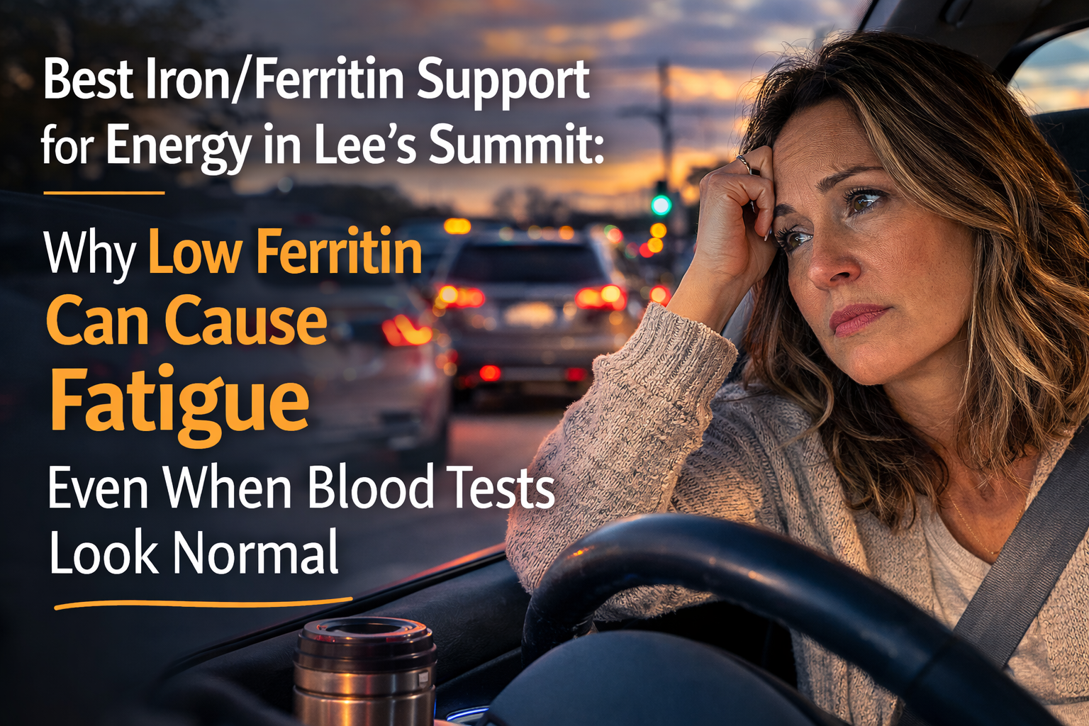 Frustrated driver in Lee's Summit carpool line feeling drained despite normal blood tests low ferritin fatigue