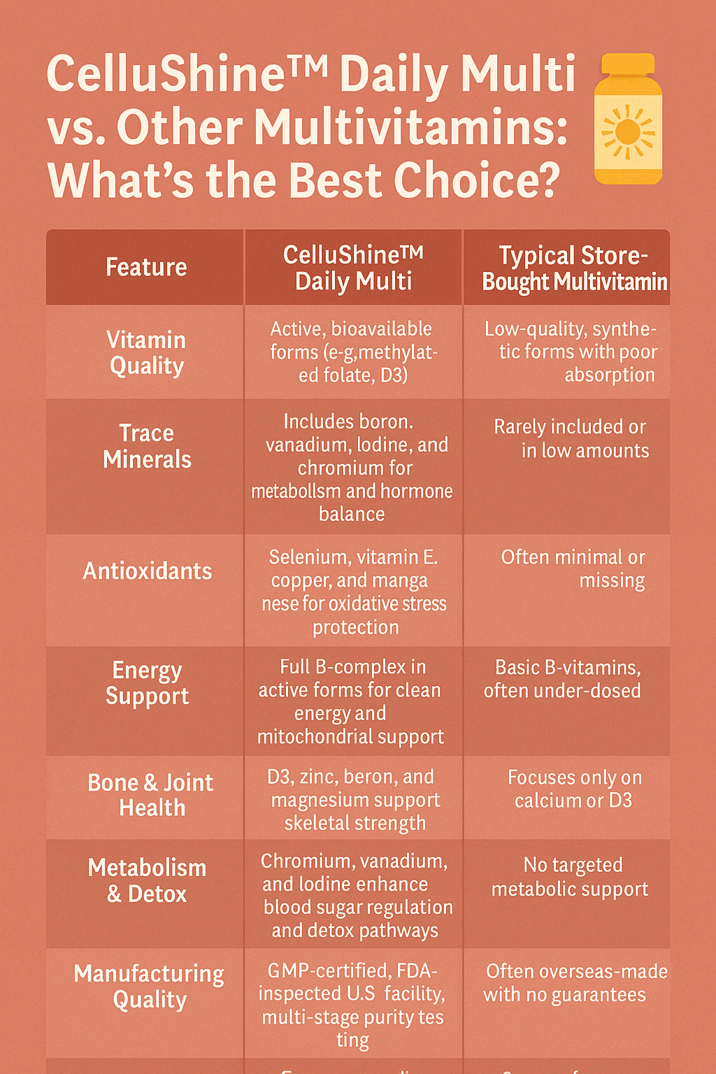 CelluShine™ Daily Multi vs. Other Multivitamins: