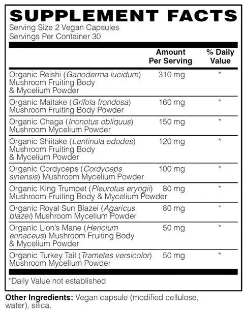 Shroom-Shield Mushroom Synergy - 9 revered functional mushrooms