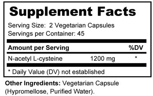 NAC - N-Acetyl L-Cysteine is needed to create glutathione