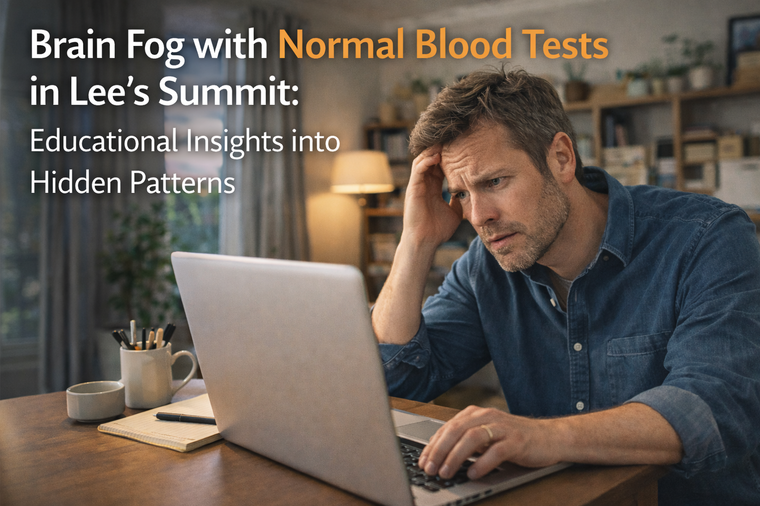 Person in Lee's Summit home office struggling with brain fog despite normal blood tests fatigue