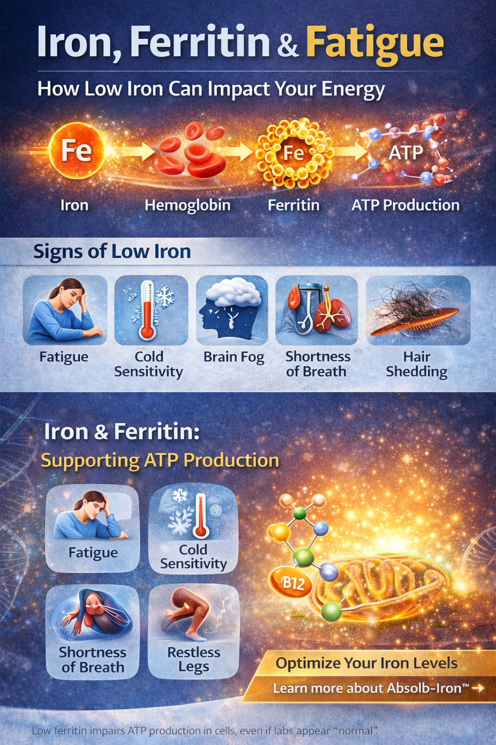 Iron, Ferritin, and Fatigue: How Low Iron Can Affect Cellular Energy