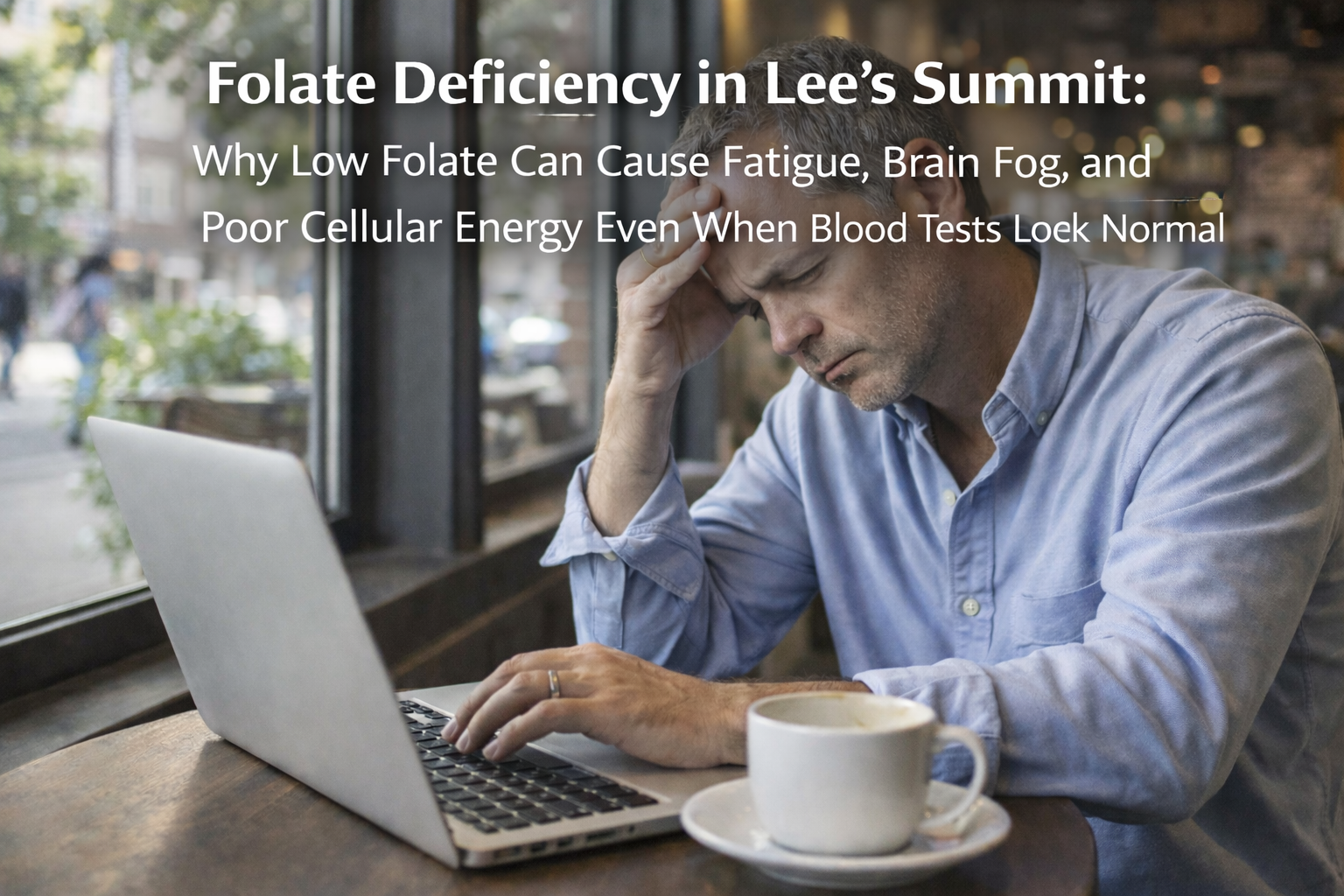 folate deficiency fatigue brain fog tired man working on laptop lee's summit