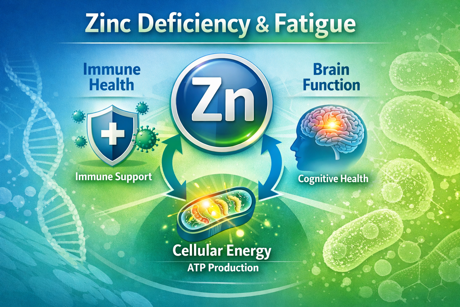 zinc deficiency fatigue brain fog mitochondrial cellular energy