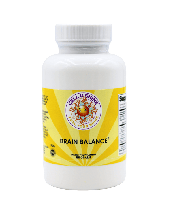 Brain Balance dietary supplement bottle for cognitive clarity and memory support.