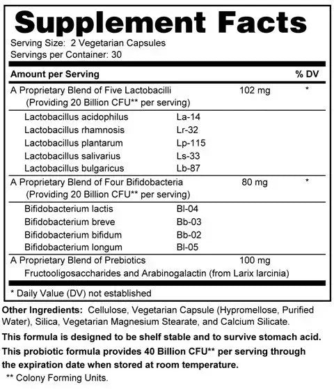 Probiotic Complex 40 – Shelf Stable - Advanced Digestive & Immune Support